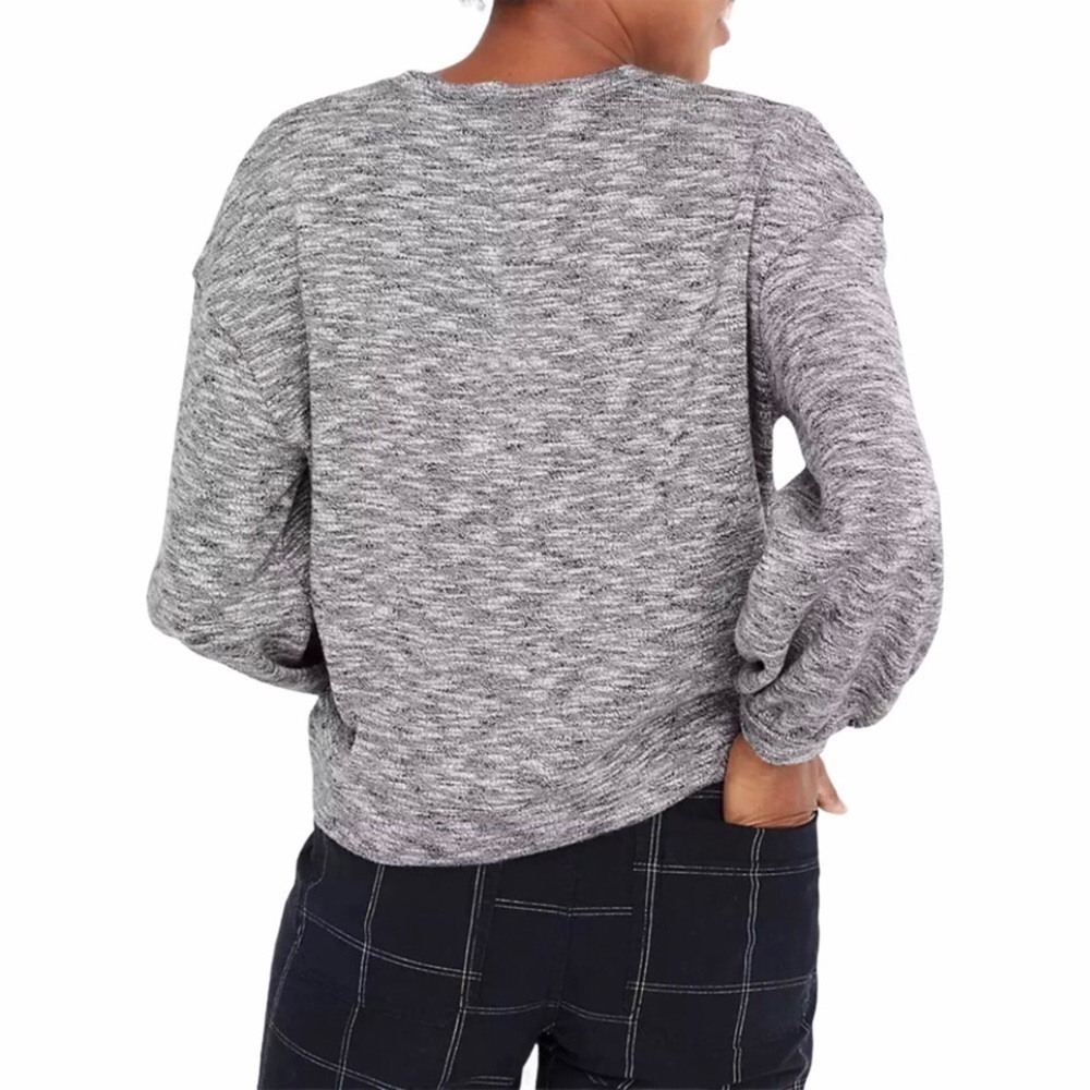 Madewell Textured Crewneck Sweatshirt Size Small Gray Slub Knit - Picture 3 of 10